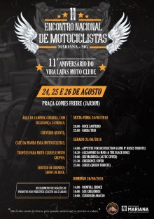 Aqueçam os motores para o 11º Encontro Nacional de Motociclistas de Mariana