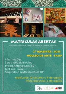 Inscrições para curso de arte na Escola Rodrigo de Andrade estão abertas