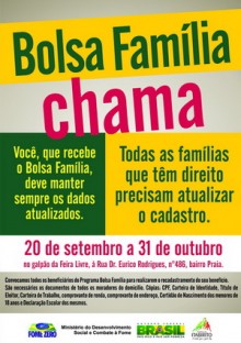 Prefeitura de Itabirito convoca beneficiados pelo Bolsa Família
