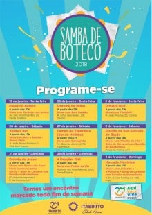 Samba de Boteco 2018: Tradição e novidades prometem agitar o pré-carnaval de Itabirito