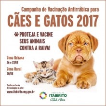 Vacinação antirrábica para cães e gatos terá início dia 20/08 na Zona Rural