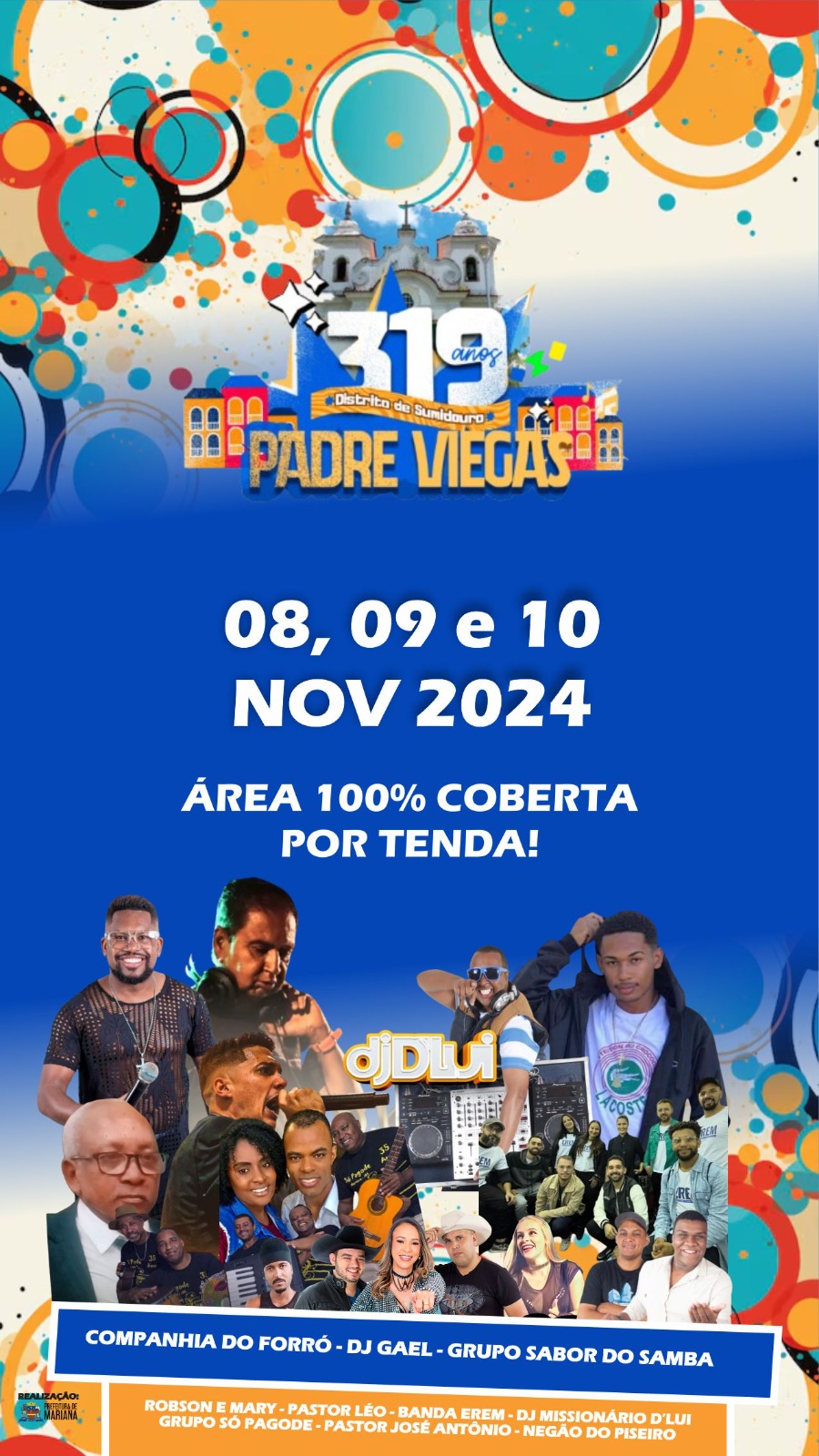 Programação do 319° aniversário de Padre Viegas