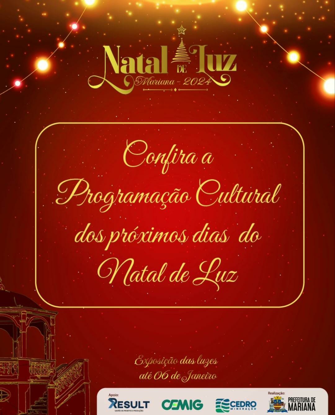 Confira programação do Natal de Luz em Mariana deste final de semana