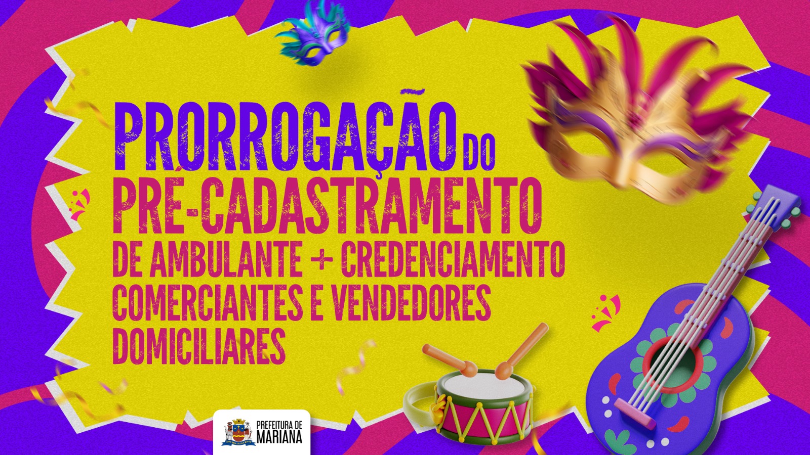 Carnaval 2025: Mariana abre cadastramento de comerciantes e vendedores domiciliares