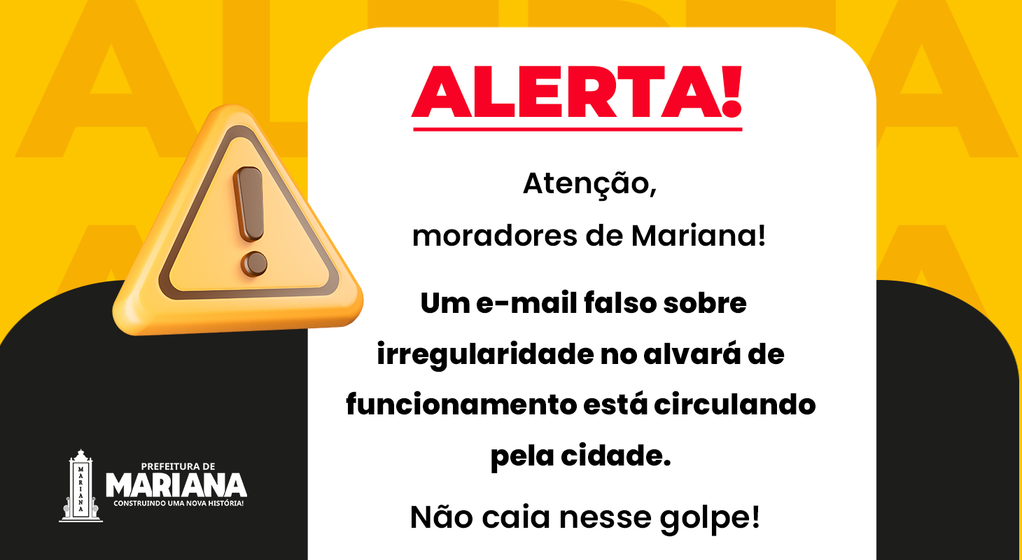 Prefeitura de Mariana emite alerta sobre aplicação de golpe com e-mails falsos