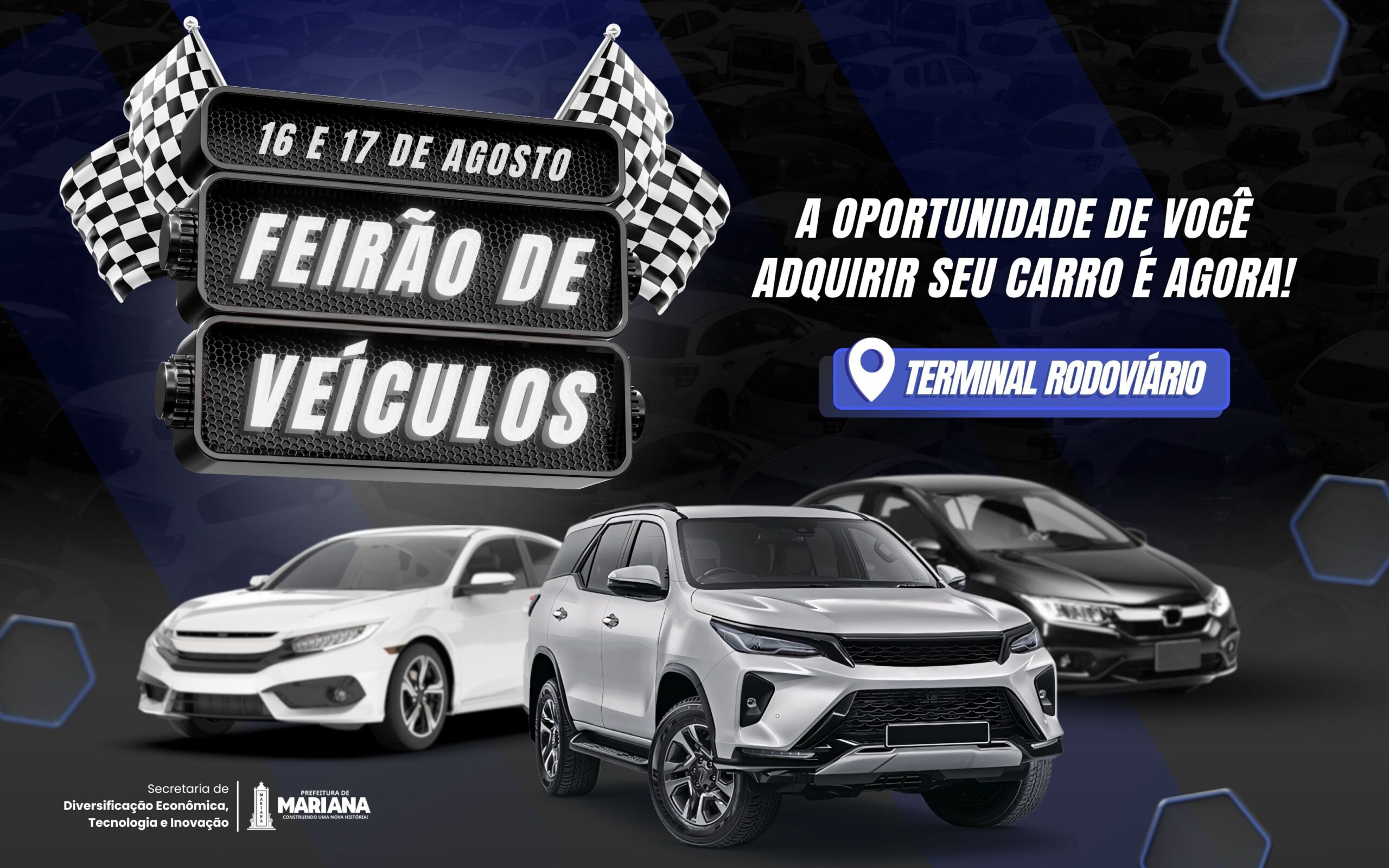 Prefeitura de Mariana realiza Feirão de Veículos nos dias 16 e 17 de agosto
