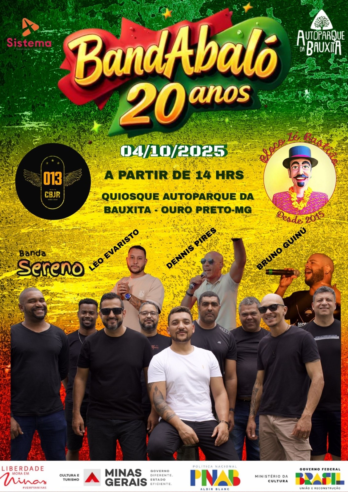 BandAbalô de Ouro Preto comemora 20 anos de história com grande evento no Quiosque Autoparque da Bauxita