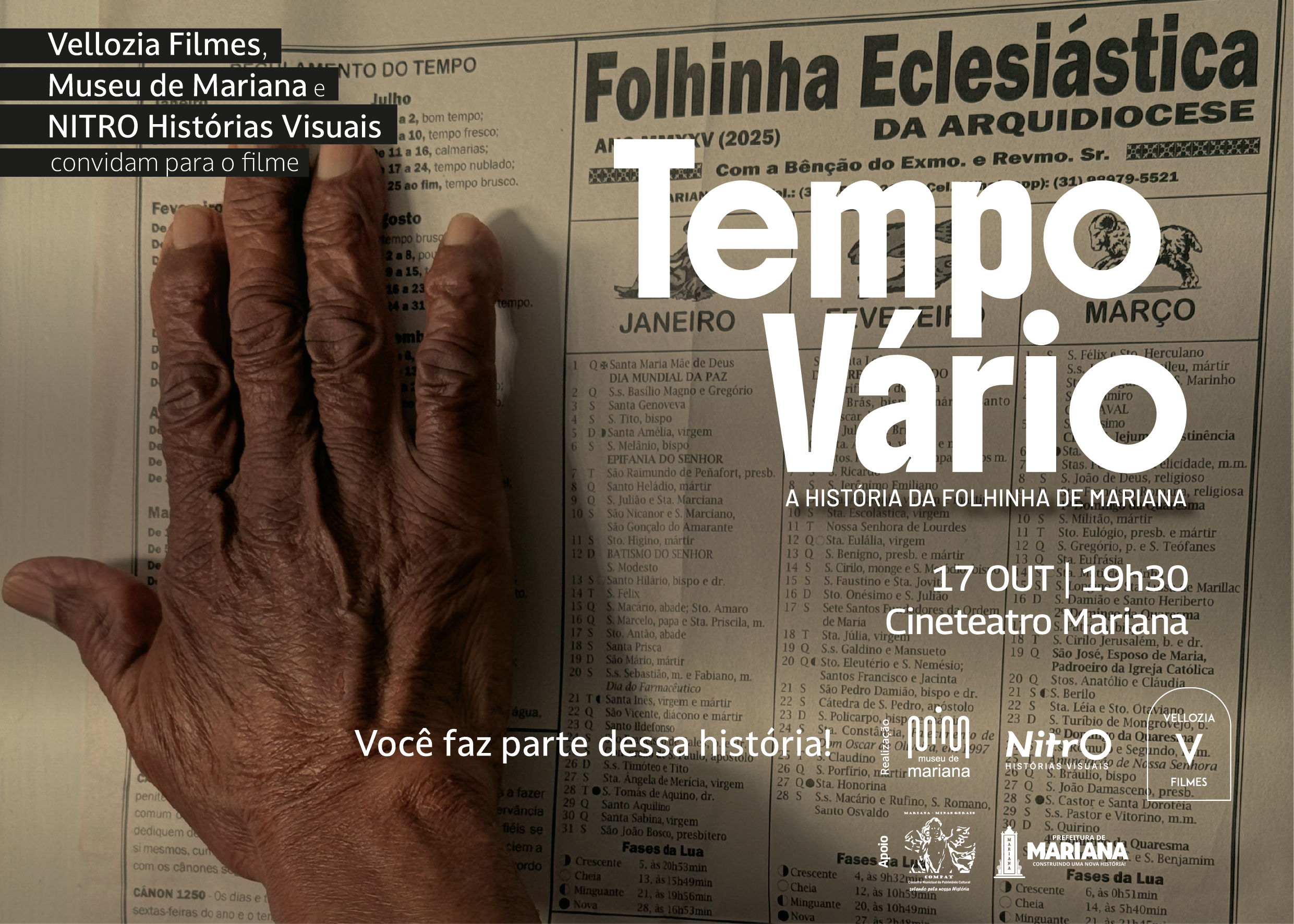 Convite: Exibição da pré-estreia do documentário Tempo Vário: A História da Folhinha de Mariana