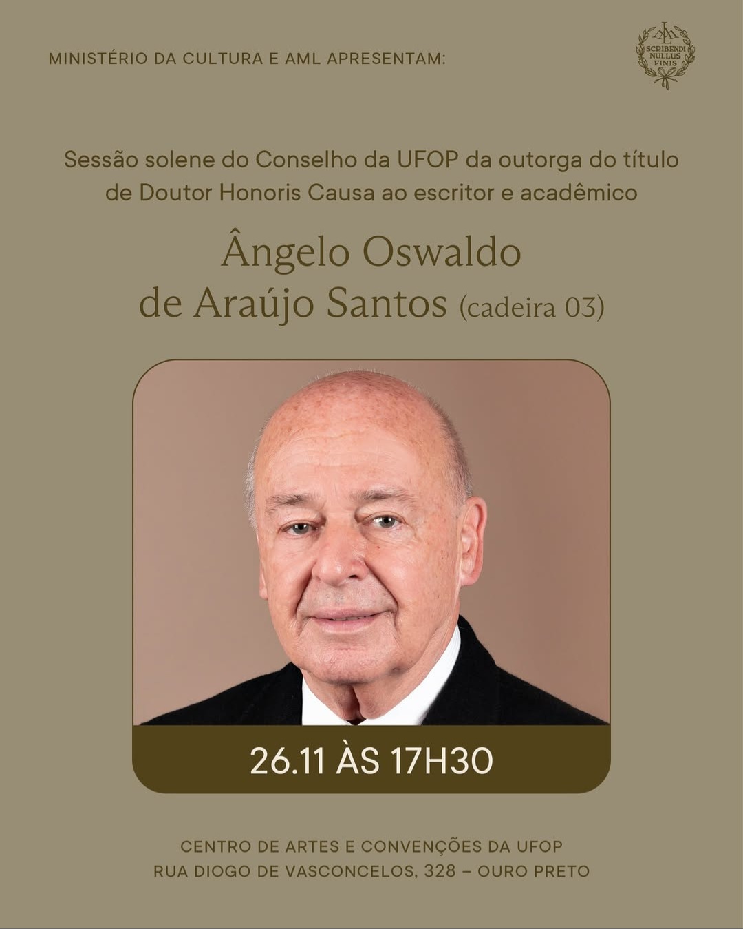 Em Ouro Preto, prefeito recebe título Doutor Honoris Causa