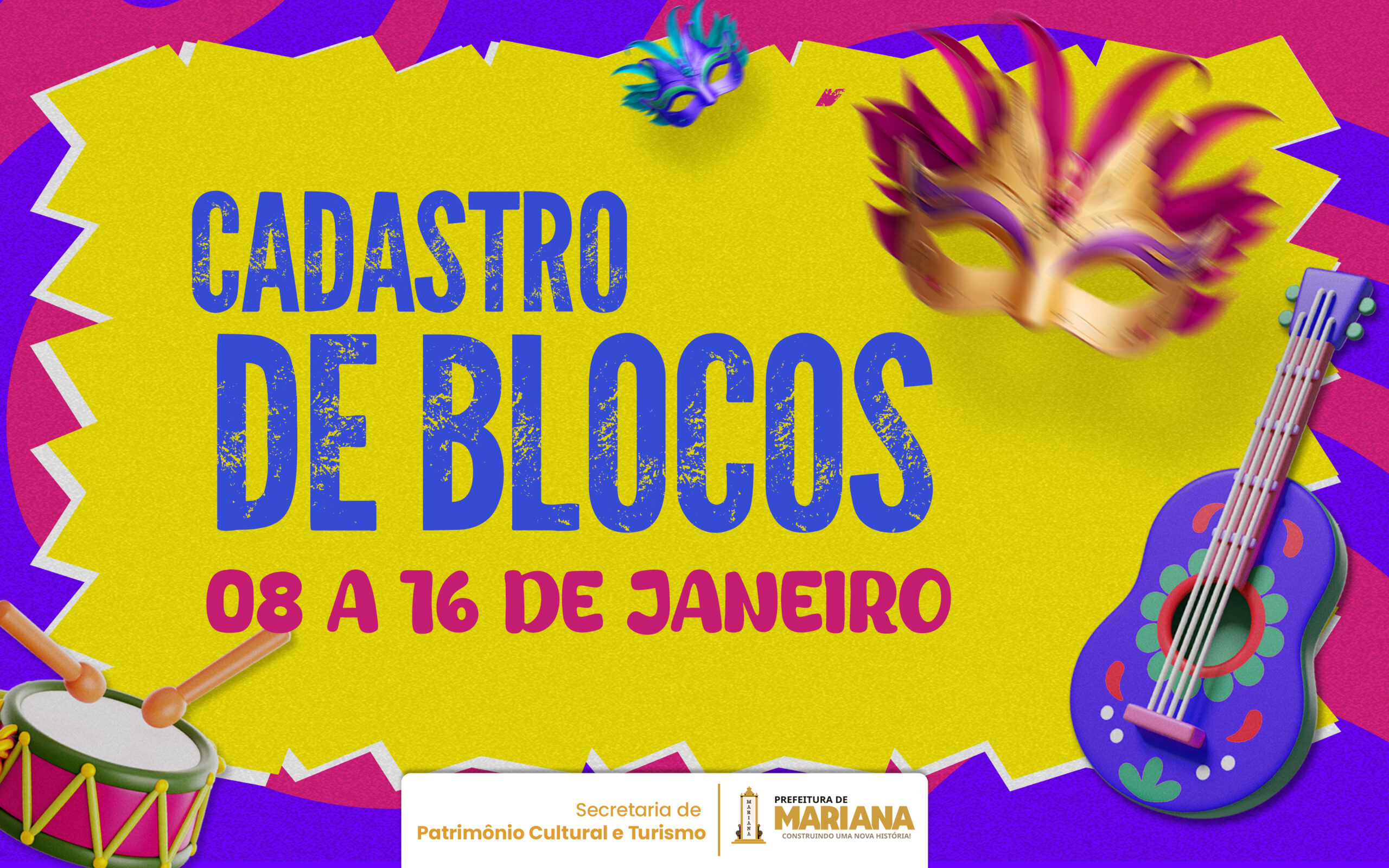 Prefeitura de Mariana abre cadastro de blocos para Carnaval 2026