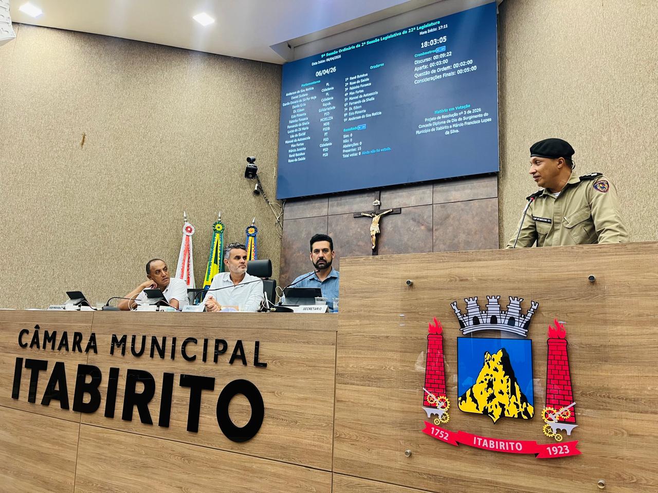 Novo comandante da PM se apresenta e leva balanço inicial à Câmara de Itabirito
