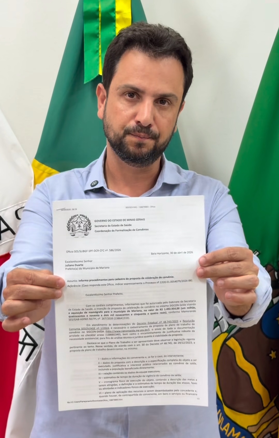 Mariana (MG) terá primeiro mamógrafo do SUS para ampliar atendimentos na saúde da mulher