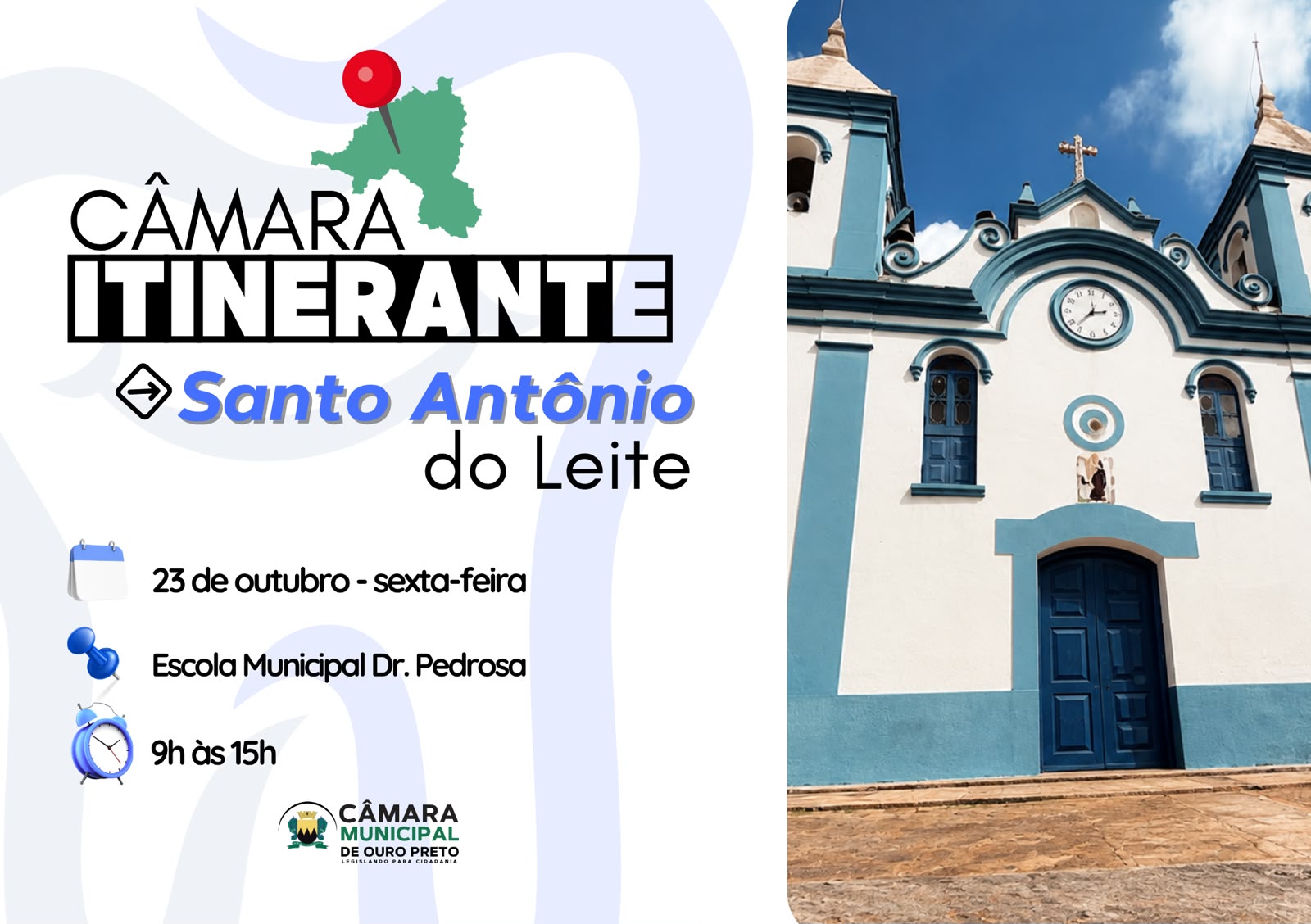 Santo Antônio do Leite é o próximo distrito a ser contemplado com a Câmara Itinerante