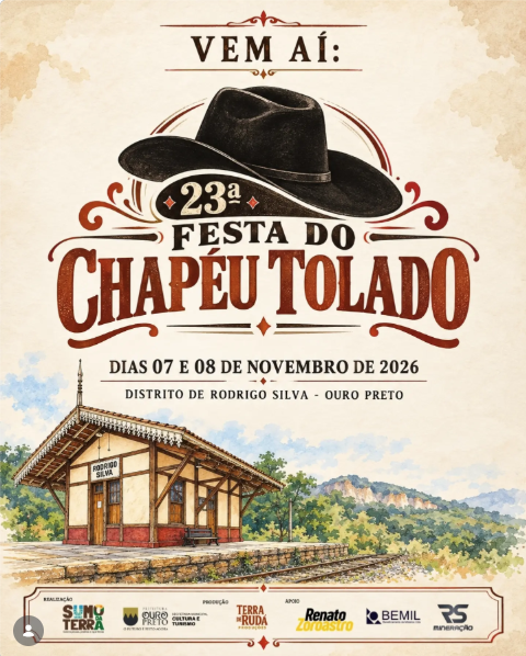 23ª Festa do Chapéu Tolado acontece nos dias 07 e 08 de novembro em Rodrigo Silva, Ouro Preto